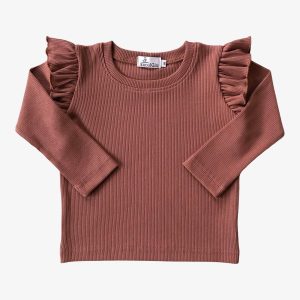 Ruffle Longsleeve Rib Clay Pink